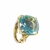 ANEL PEDRA AQUAMARINA AZUL FOLHEADO A OURO 18K