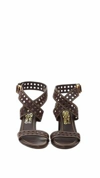 Sandália Salvatore Ferragamo Couro Marrom - 9 1/2 USA - comprar online