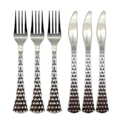 Set Cubiertos Tenedor Cuchillo Plateado