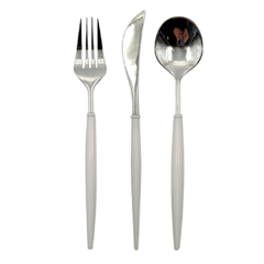 Set Tenedor Cuchillo Cuchara Plateado