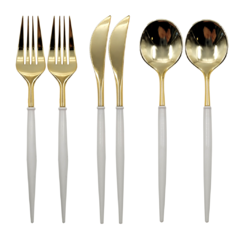 Set Tenedor Cuchillo Cuchara Dorado - comprar online