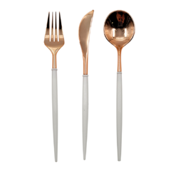 Set Tenedor Cuchillo Cuchara Rose Gold