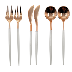Set Tenedor Cuchillo Cuchara Rose Gold - comprar online