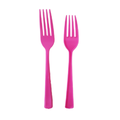 Tenedor Plastico Rosa Rigido X10