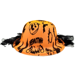 Sombrero Naranja Estampado Halloween Con Peluca