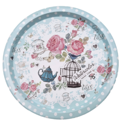 Bandeja Circular Metalica Vintage Floral - tienda online