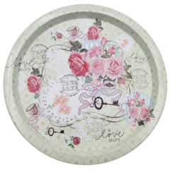 Imagen de Bandeja Circular Metalica Vintage Floral