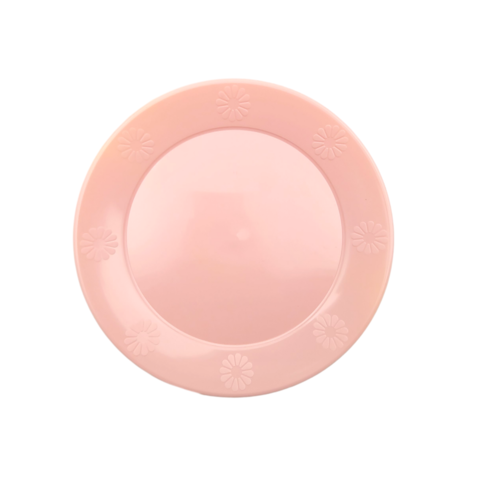 PLATO REDONDO PLASTICO ROSA PASTEL 17 CM