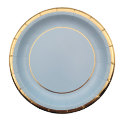 Plato Celeste Pastel Con Borde Dorado