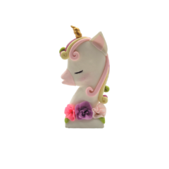Adorno Porcelana Fria Unicornio Base 3 Rosas