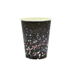 Vaso Polipapel Negro Confetti Estrellas X10 Un