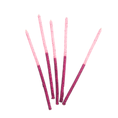 Velas con glitter bicolor x10 rosas - tienda online