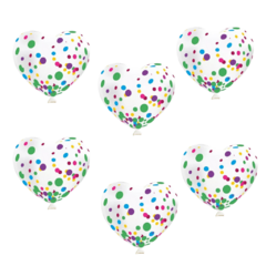 Globos Confetti Multicolor Corazones x6u