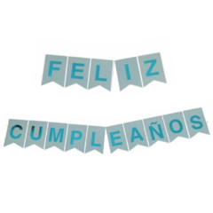 Banderin Feliz Cumpleaños Azul Metalizado