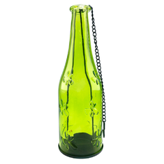 Portavela Botella Vidrio Verde