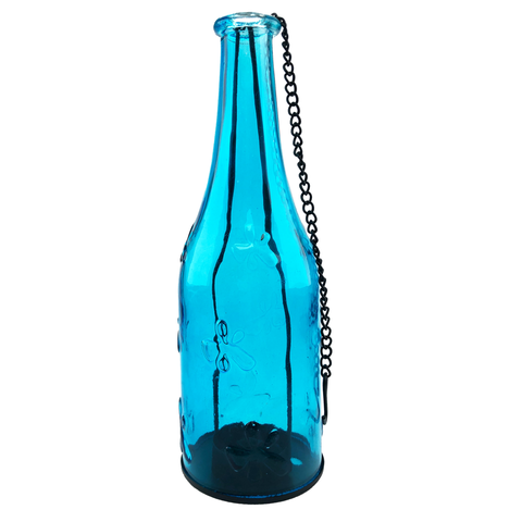 PORTAVELA BOTELLA VIDRIO AZUL