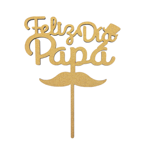 TOPPER FELIZ DÍA PAPÁ DORADO