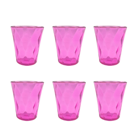 VASO TEQUILERO SHOT ACRILICO ROSA FACETADO X6 UN