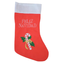 Bota Navideña de Paño Roja x1 Un Feliz Navidad