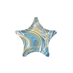 Globos Estrellas Marmolados Azul/Aqua - Planeta Fiesta