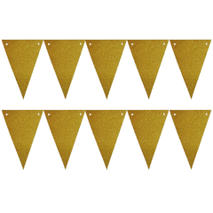 Banderin Triangular Glitter Dorado