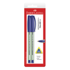 Caneta Esferográfica Faber-Castell Trilux Ponta Fina 0.8mm Azul Ctl c/ 2 Unid