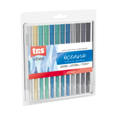 Caneta Sketch Brush Tons Oceano Tris 12 Cores Ponta Dupla