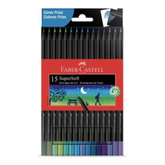 Lápis de Cor EcoLápis SuperSoft Cores Frias 15 Cores Faber Castell