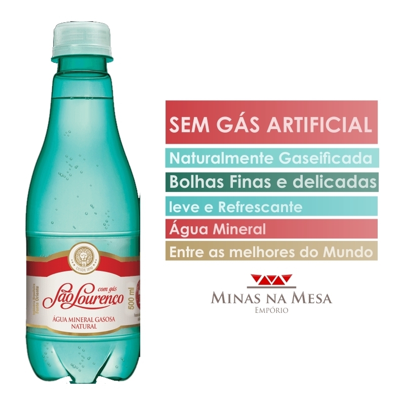 Água Mineral Natural Gasosa Com Gás São Lourenço 500ml 6 Uni