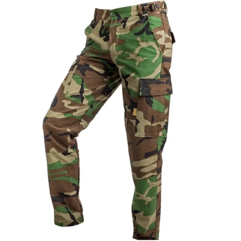 Pantalón Dama De Ripstop Táctico Cargo Camuflado Woodland-Selva  Algodón/Poliéster