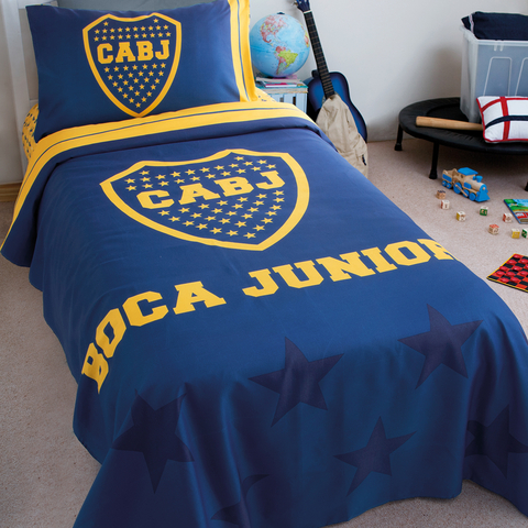 Juego de Sábanas Boca Juniors 1 1/2 Plaza con Funda y Sábana Ajustable