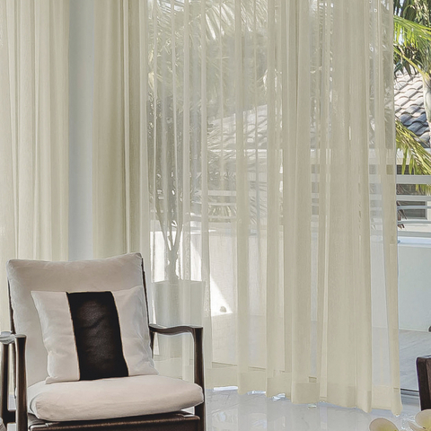 Juego de cortinas ambiente 295 x 205 cm c/u Microfibra "Voile" Natural Jean Cartier