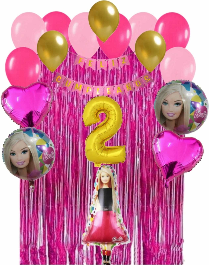 Combo Deco Barbie Globo 3d + Estrellas + Feliz Cumpleaños
