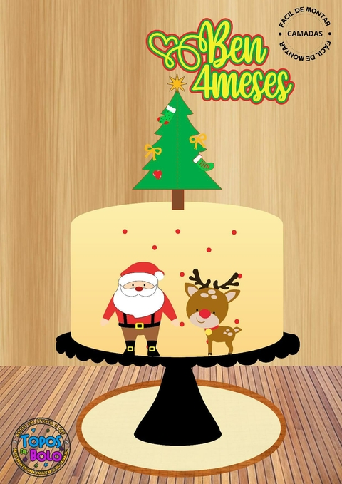 Topo de Bolo Feliz Natal - Comprar em Mimos Delicatto
