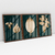 Imagem do Quadro Decorativo Golden Leaves With Dark Green Background Folhas Douradas com Fundo Verde Escuro Kit com 3 Quadros