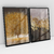Quadro Decorativo Abstrato Árvore em Tons de Marrom e Bege com Dourado Kit de 2 Quadros - Bimper - Quadros Decorativos