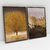 Quadro Decorativo Abstrato Árvore em Tons de Marrom e Bege com Dourado Kit de 2 Quadros - Bimper - Quadros Decorativos