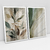 Quadro Decorativo Abstrato Beige Leaves and Green Kit de 2 Quadros - Bimper - Quadros Decorativos