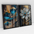 Quadro Decorativo Abstrato Flor Night Flowers Azul e Dourada - Bimper - Quadros Decorativos