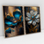 Quadro Decorativo Abstrato Flor Night Flowers Azul e Dourada na internet
