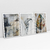 Quadro Decorativo Abstrato Folhas Texturizadas in Neutral Tones - Kit de 3 Quadros - Bimper - Quadros Decorativos