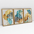 Quadro Decorativo Abstrato Moderno Flowers Blue Green and Yellow - Kit com 3 Quadros - loja online