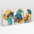 Quadro Decorativo Abstrato Moderno Flowers Blue Green and Yellow - Kit com 3 Quadros na internet