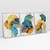 Quadro Decorativo Abstrato Moderno Flowers Blue Green and Yellow - Kit com 3 Quadros - Bimper - Quadros Decorativos