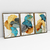 Quadro Decorativo Abstrato Moderno Flowers Blue Green and Yellow - Kit com 3 Quadros - loja online