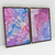 Quadro Decorativo Abstrato Moderno Mármore Pink and Blue Kit com 2 Quadros - Bimper - Quadros Decorativos