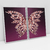 Quadro Decorativo Abstrato Moderno Rosé Gold Butterfly Wings Dark Background Kit com 2 Quadros na internet