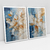 Quadro Decorativo Abstrato Soft Shades of Light Blue, Beige and White - Kit com 2 Quadros