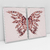Quadro Decorativo Borboleta Rose Gold Butterfly Wings Light Background Kit com 2 Quadros
