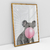 Quadro Decorativo Coala Mascando Chiclete Bubble Gum - loja online